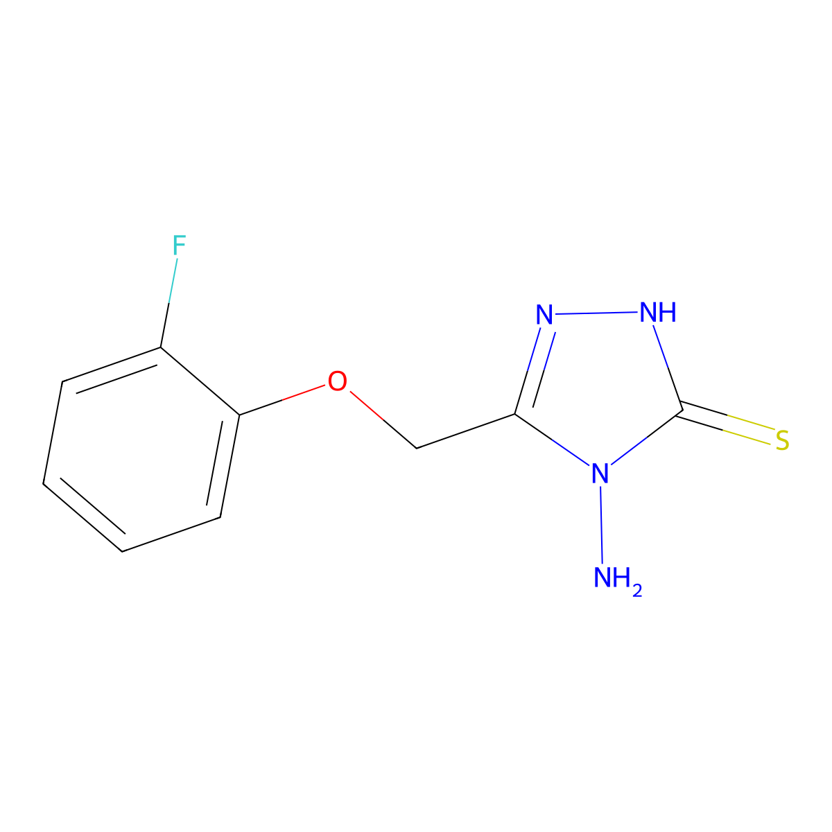 4-amino-5-(2-fluorophenoxymethyl)-4H-1,2,4-triazole-3-thiol molecular structure, CAS 733030-60-9