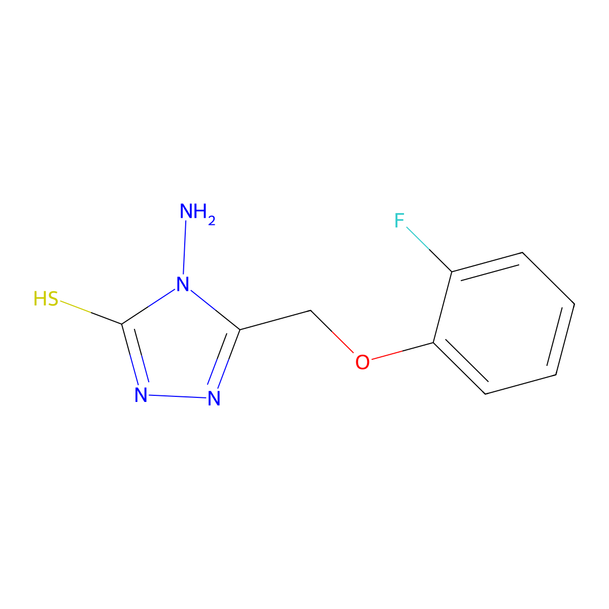 4-amino-5-(2-fluorophenoxymethyl)-4H-1,2,4-triazole-3-thiol molecular structure, CAS 733030-60-9