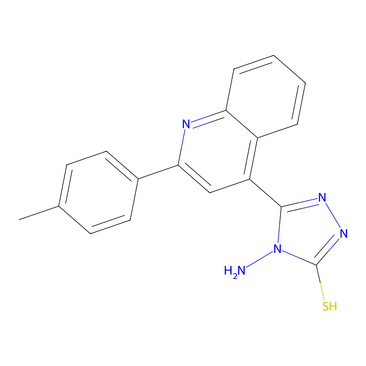 4-amino-5-[2-(4-methylphenyl)quinolin-4-yl]-4H-1,2,4-triazole-3-thiol molecular structure, CAS 733030-64-3