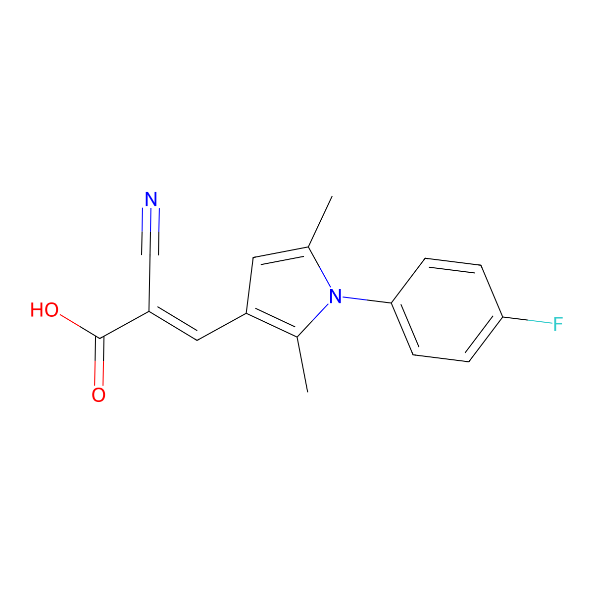 2-cyano-3-[1-(4-fluorophenyl)-2,5-dimethyl-1H-pyrrol-3-yl]prop-2-enoic acid molecular structure, CAS 733030-69-8