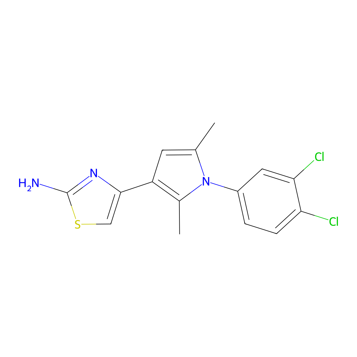 4-[1-(3,4-dichlorophenyl)-2,5-dimethyl-1H-pyrrol-3-yl]-1,3-thiazol-2-amine molecular structure, CAS 733030-76-7