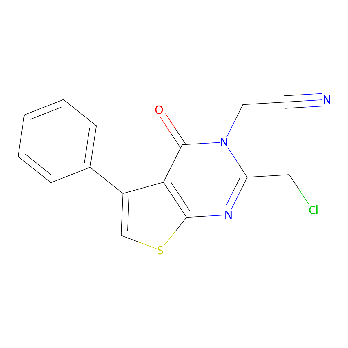 2-[2-(Chloromethyl)-4-oxo-5-phenyl-3H,4H-thieno[2,3-d]pyrimidin-3-yl]acetonitrile molecular structure, CAS 733030-89-2