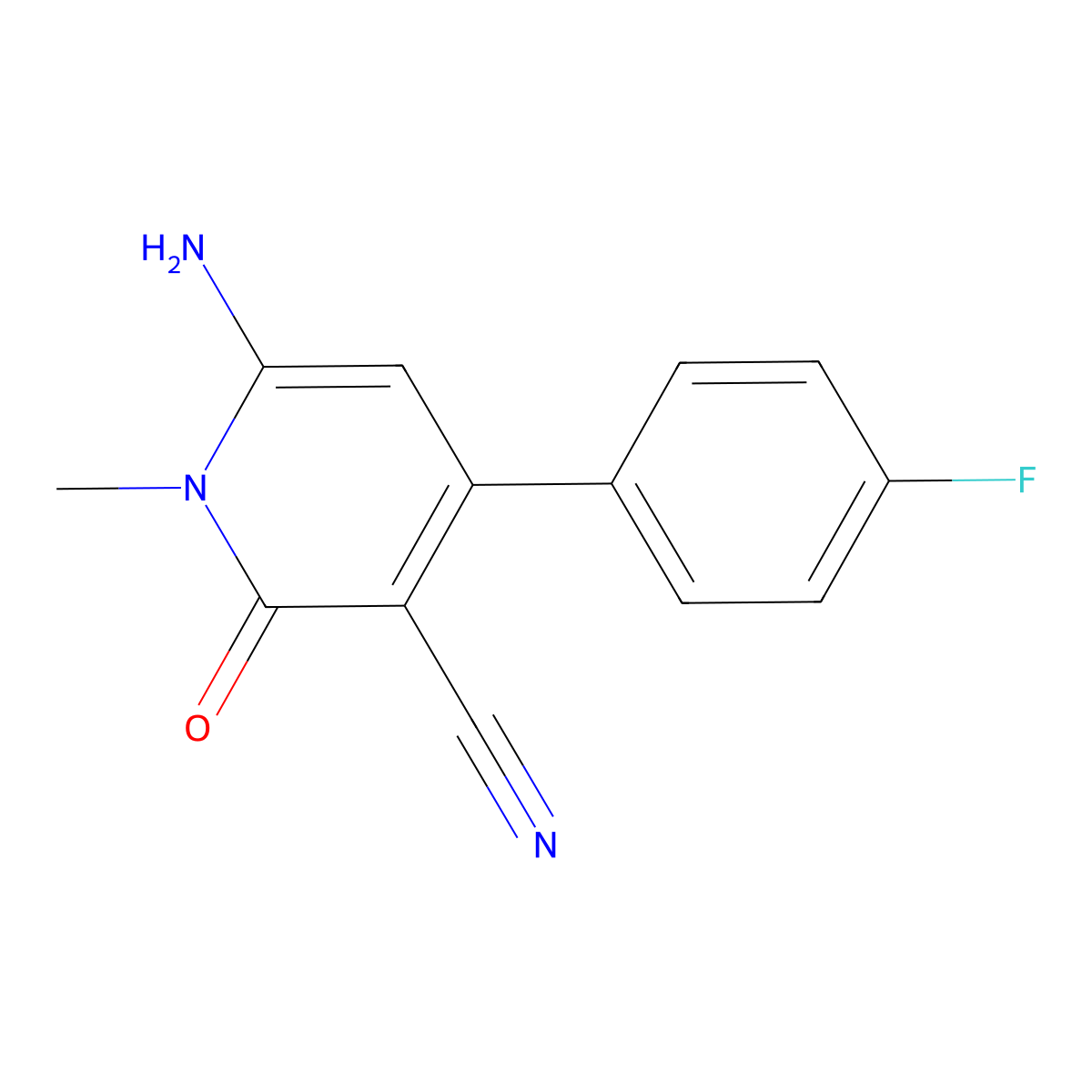 6-Amino-4-(4-fluorophenyl)-1-methyl-2-oxo-1,2-dihydropyridine-3-carbonitrile molecular structure, CAS 733030-90-5