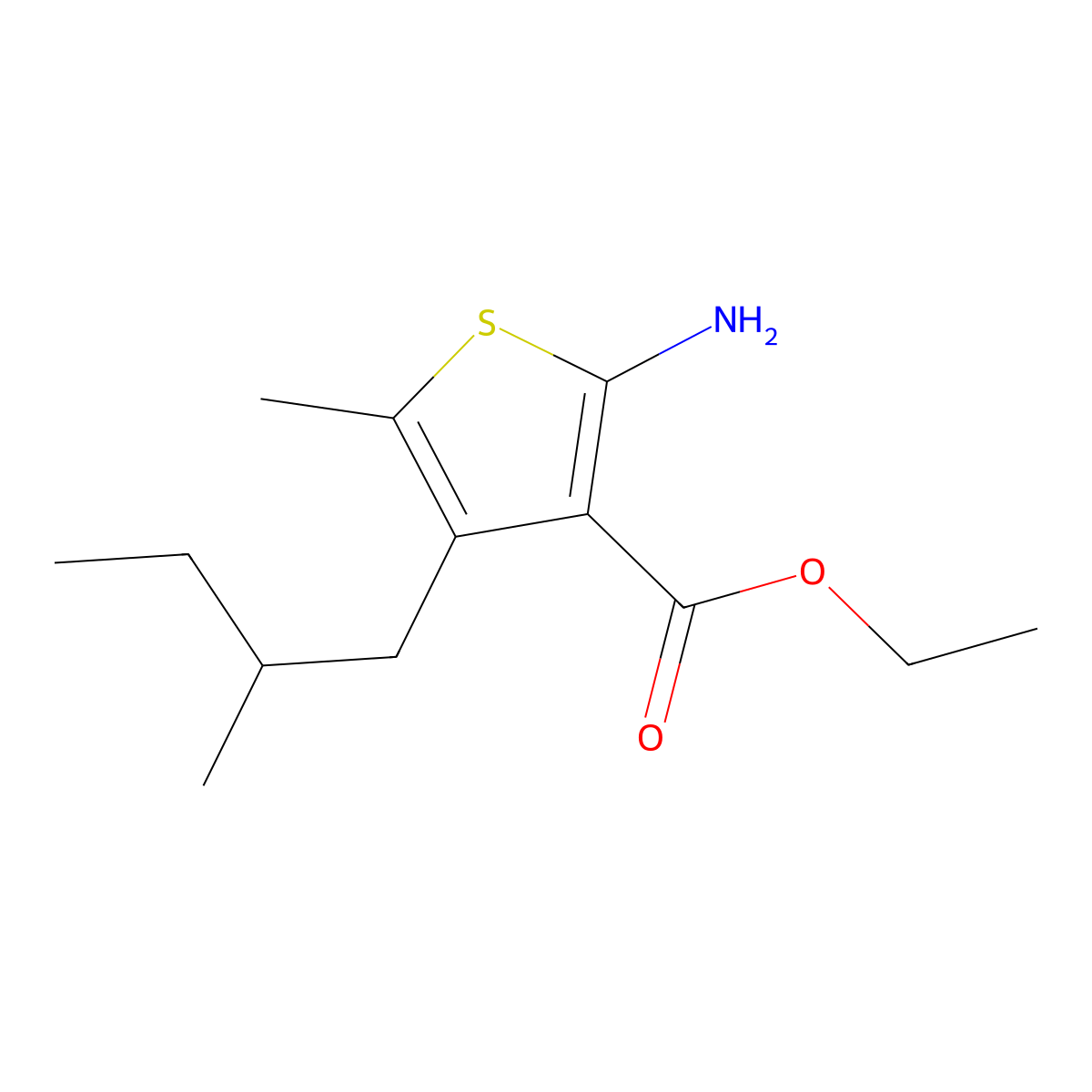 Ethyl 2-amino-5-methyl-4-(2-methylbutyl)thiophene-3-carboxylate molecular structure, CAS 733030-91-6