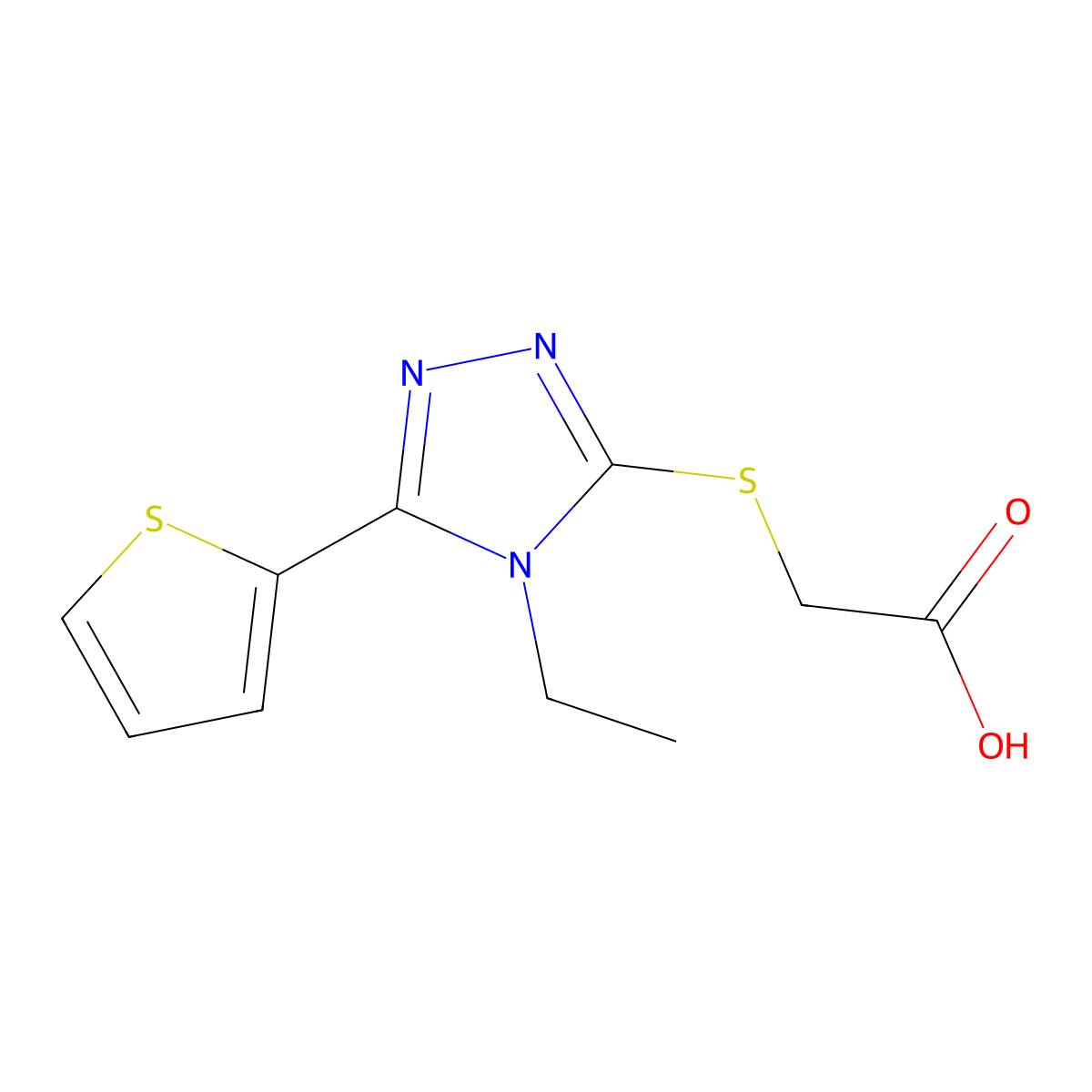 2-{[4-ethyl-5-(thiophen-2-yl)-4H-1,2,4-triazol-3-yl]sulfanyl}acetic acid molecular structure, CAS 733030-98-3
