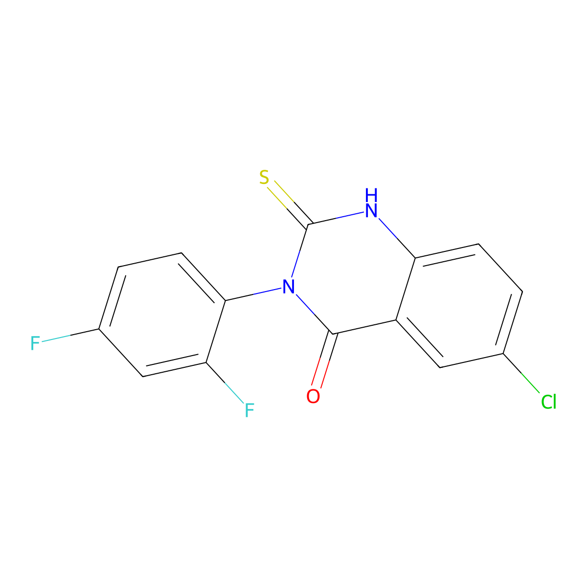 6-Chloro-3-(2,4-difluorophenyl)-2-sulfanyl-3,4-dihydroquinazolin-4-one molecular structure, CAS 733030-99-4