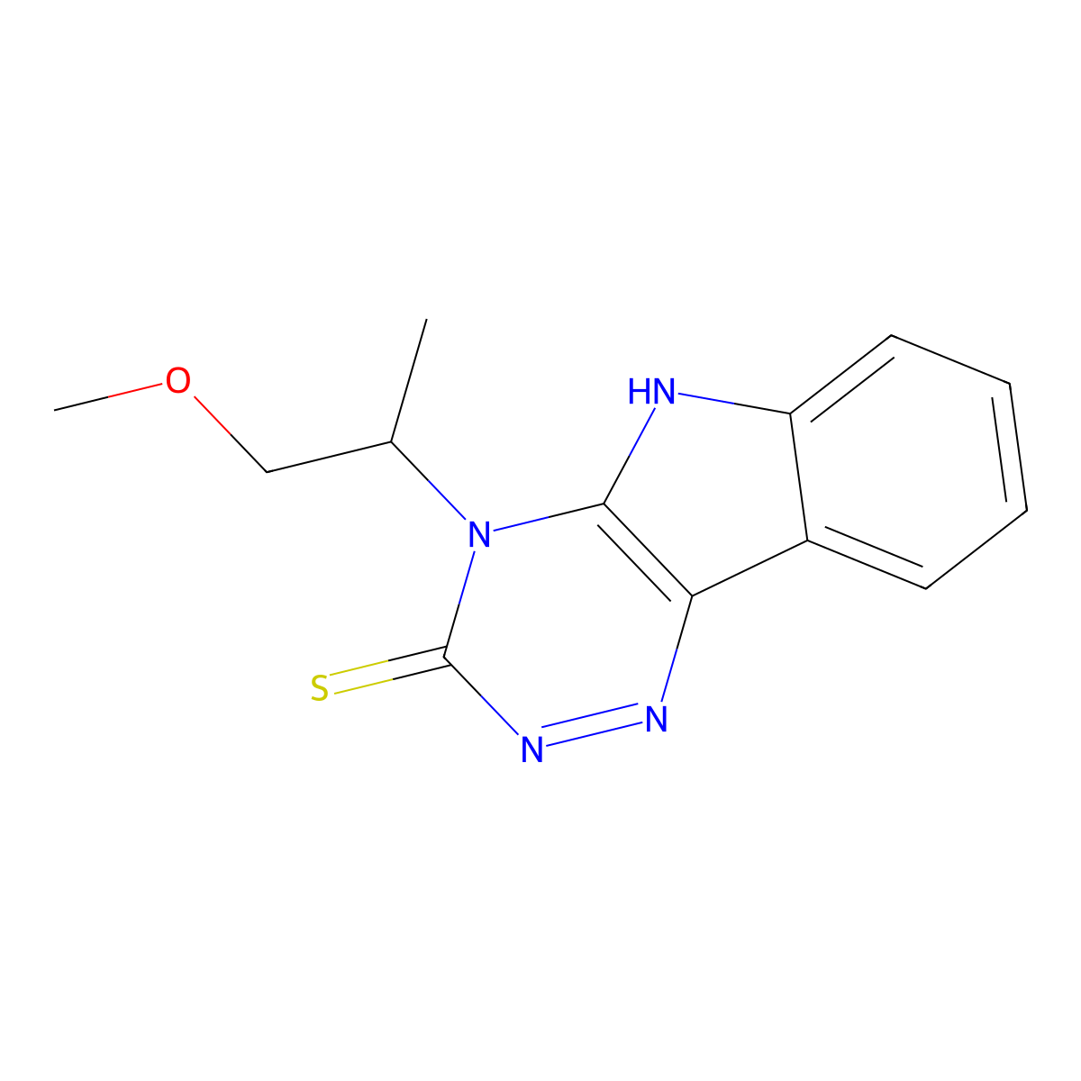 4-(1-methoxypropan-2-yl)-4H-[1,2,4]triazino[5,6-b]indole-3-thiol molecular structure, CAS 733031-00-0