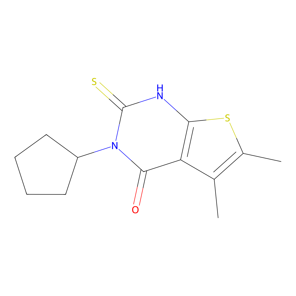 3-cyclopentyl-5,6-dimethyl-2-sulfanyl-3H,4H-thieno[2,3-d]pyrimidin-4-one molecular structure, CAS 733031-03-3