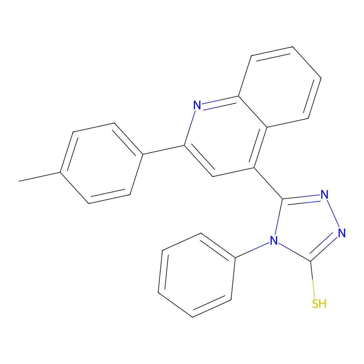 5-[2-(4-methylphenyl)quinolin-4-yl]-4-phenyl-4H-1,2,4-triazole-3-thiol molecular structure, CAS 733031-04-4