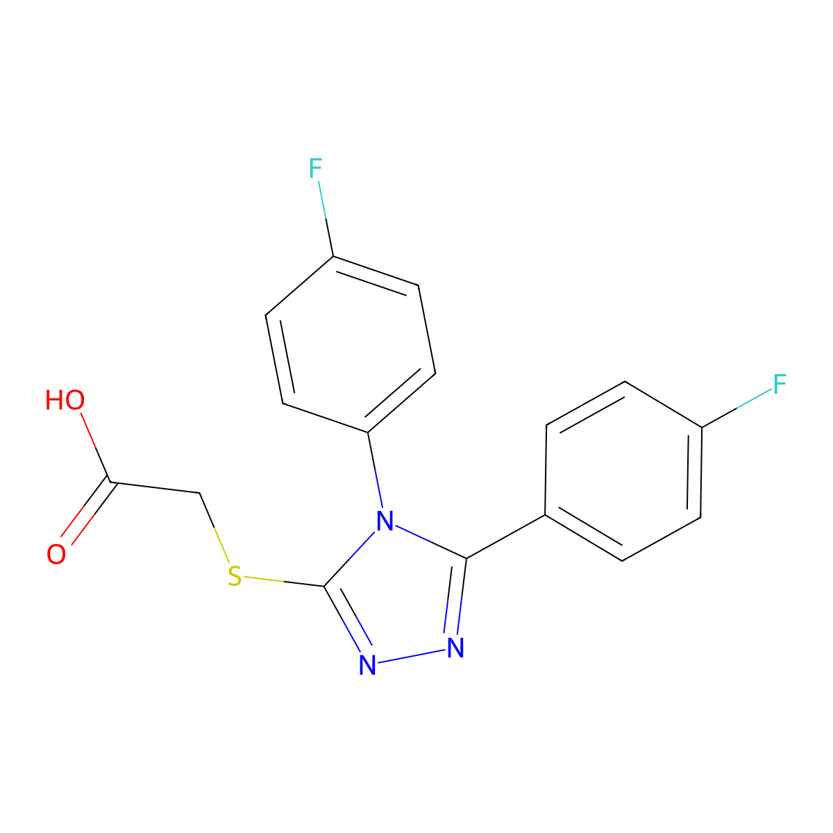 2-{[bis(4-fluorophenyl)-4H-1,2,4-triazol-3-yl]sulfanyl}acetic acid molecular structure, CAS 733031-06-6