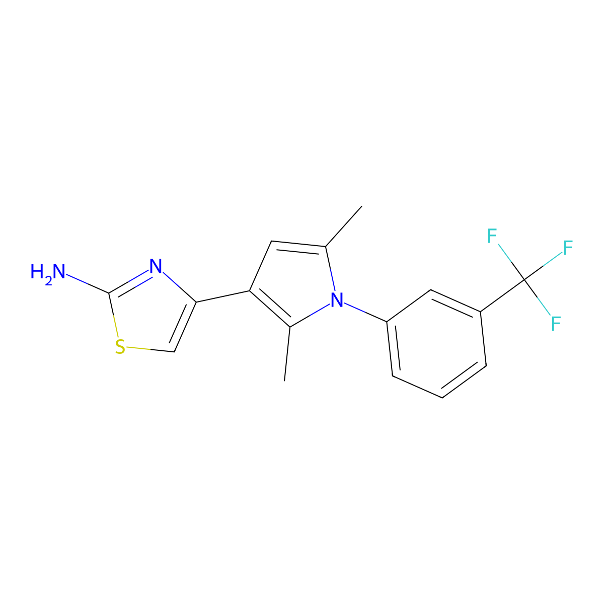 4-{2,5-dimethyl-1-[3-(trifluoromethyl)phenyl]-1H-pyrrol-3-yl}-1,3-thiazol-2-amine molecular structure, CAS 733031-15-7