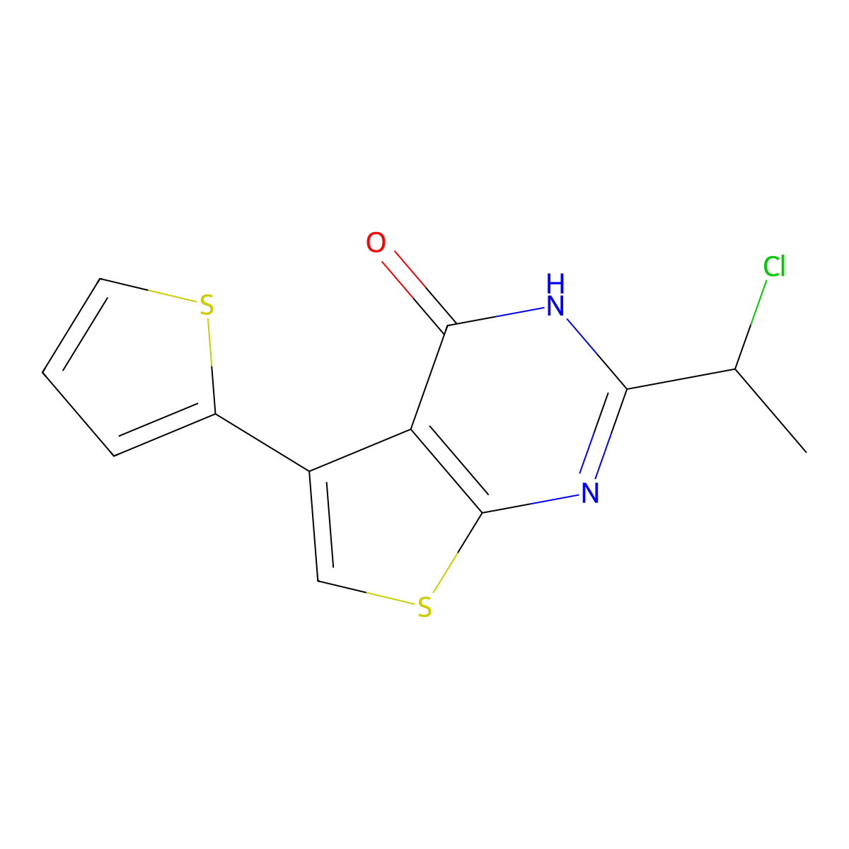 2-(1-chloroethyl)-5-(thiophen-2-yl)-3H,4H-thieno[2,3-d]pyrimidin-4-one molecular structure, CAS 733031-24-8