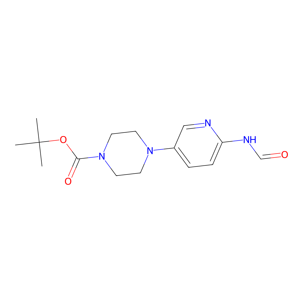 tert-Butyl 4-(6-(formylamino)pyridin-3-yl)piperazine-1-carboxylate molecular structure, CAS 733038-82-9