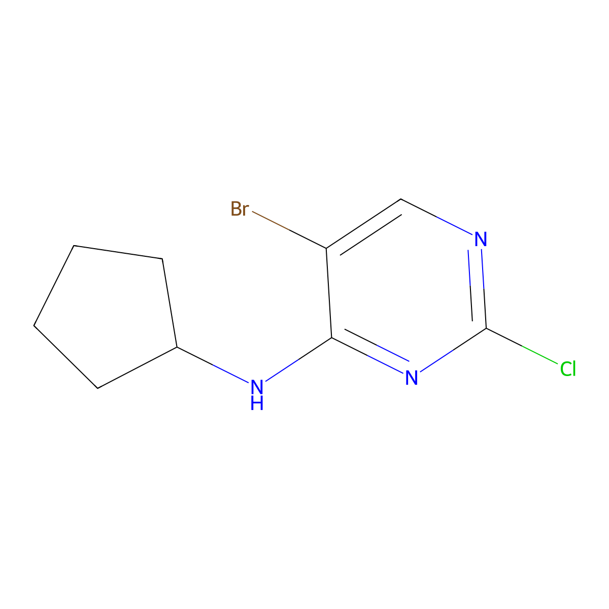 5-Bromo-2-chloro-N-cyclopentyl-4-pyrimidinamine molecular structure, CAS 733039-20-8