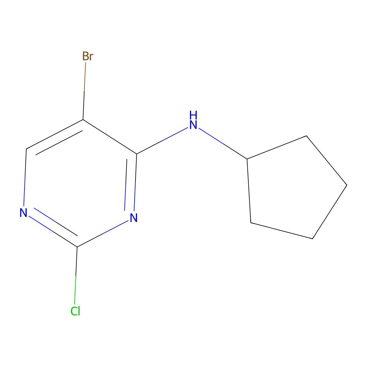 5-Bromo-2-chloro-N-cyclopentyl-4-pyrimidinamine molecular structure, CAS 733039-20-8