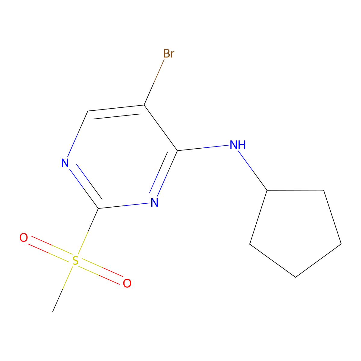 5-Bromo-N-cyclopentyl-2-(methylsulfonyl)pyrimidin-4-amine molecular structure, CAS 733039-22-0