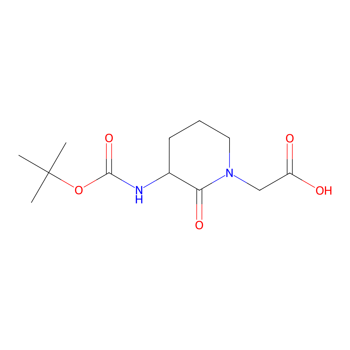 2-(3-(((Tert-butoxy)carbonyl)amino)-2-oxopiperidin-1-yl)acetic acid molecular structure, CAS 733049-29-1