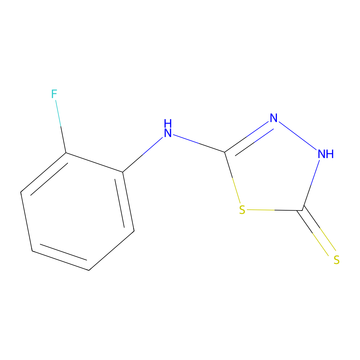 5-(2-Fluoro-phenylamino)-[1,3,4]thiadiazole-2-thiol molecular structure, CAS 73310-96-0