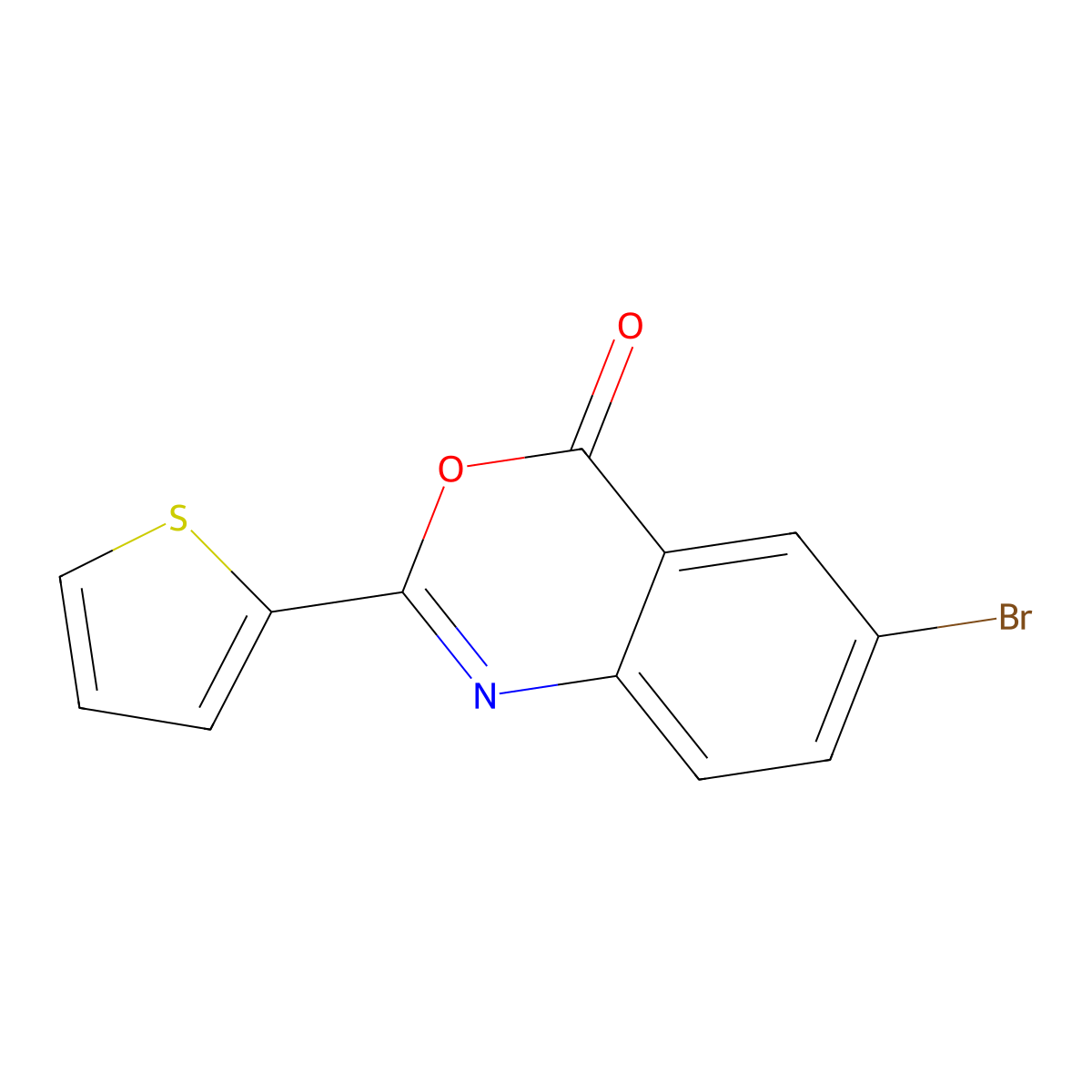 6-Bromo-2-thiophen-2-yl-3,1-benzoxazin-4-one molecular structure, CAS 73314-29-1
