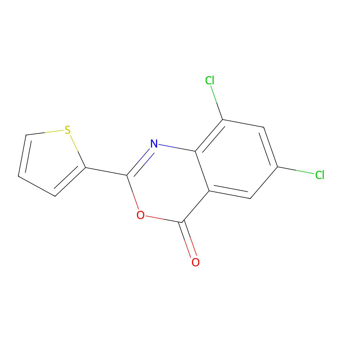 6,8-dichloro-2-(2-thienyl)-4H-3,1-benzoxazin-4-one molecular structure, CAS 73314-32-6
