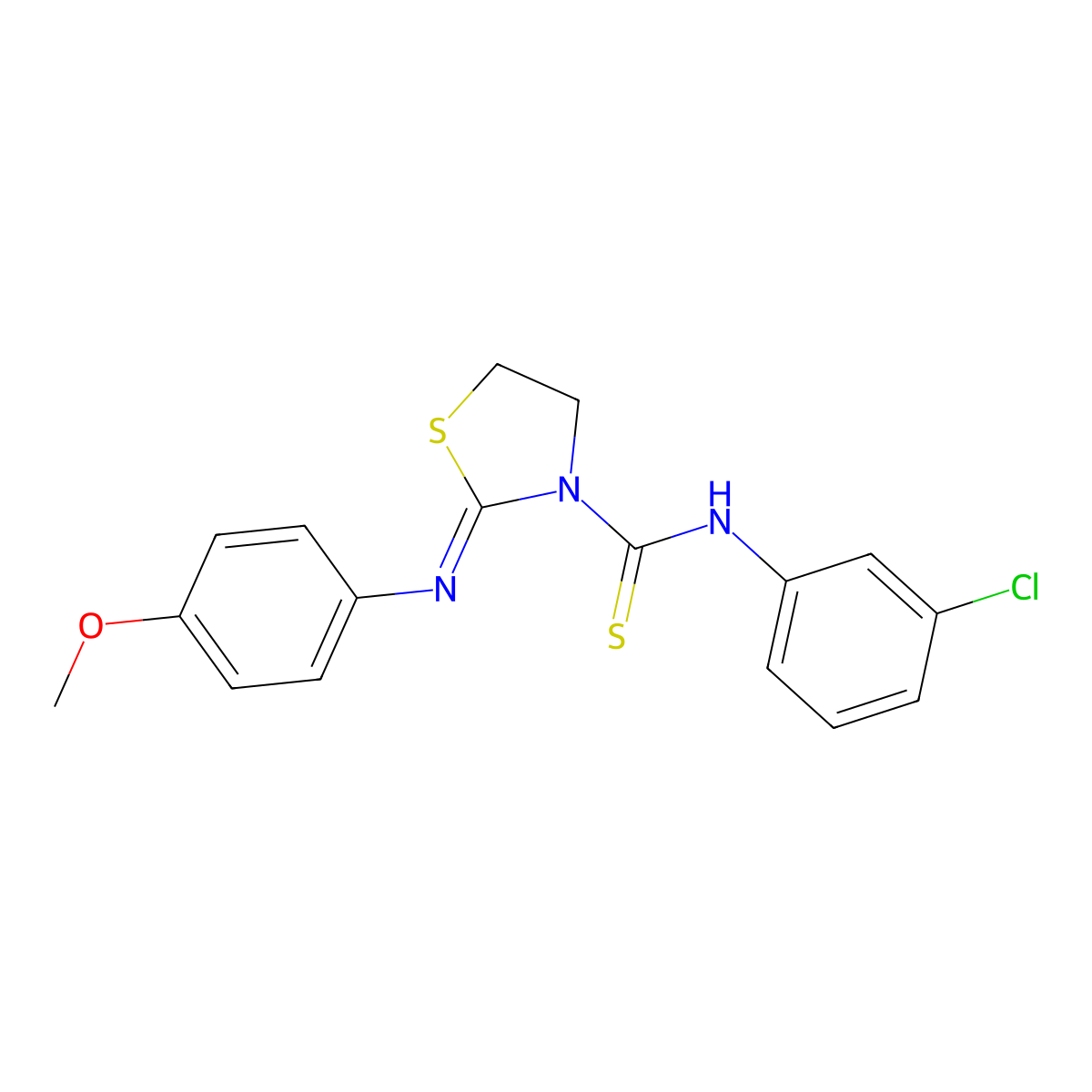N-(3-chlorophenyl)-2-[(4-methoxyphenyl)imino]-1,3-thiazolane-3-carbothioamide molecular structure, CAS 73316-87-7