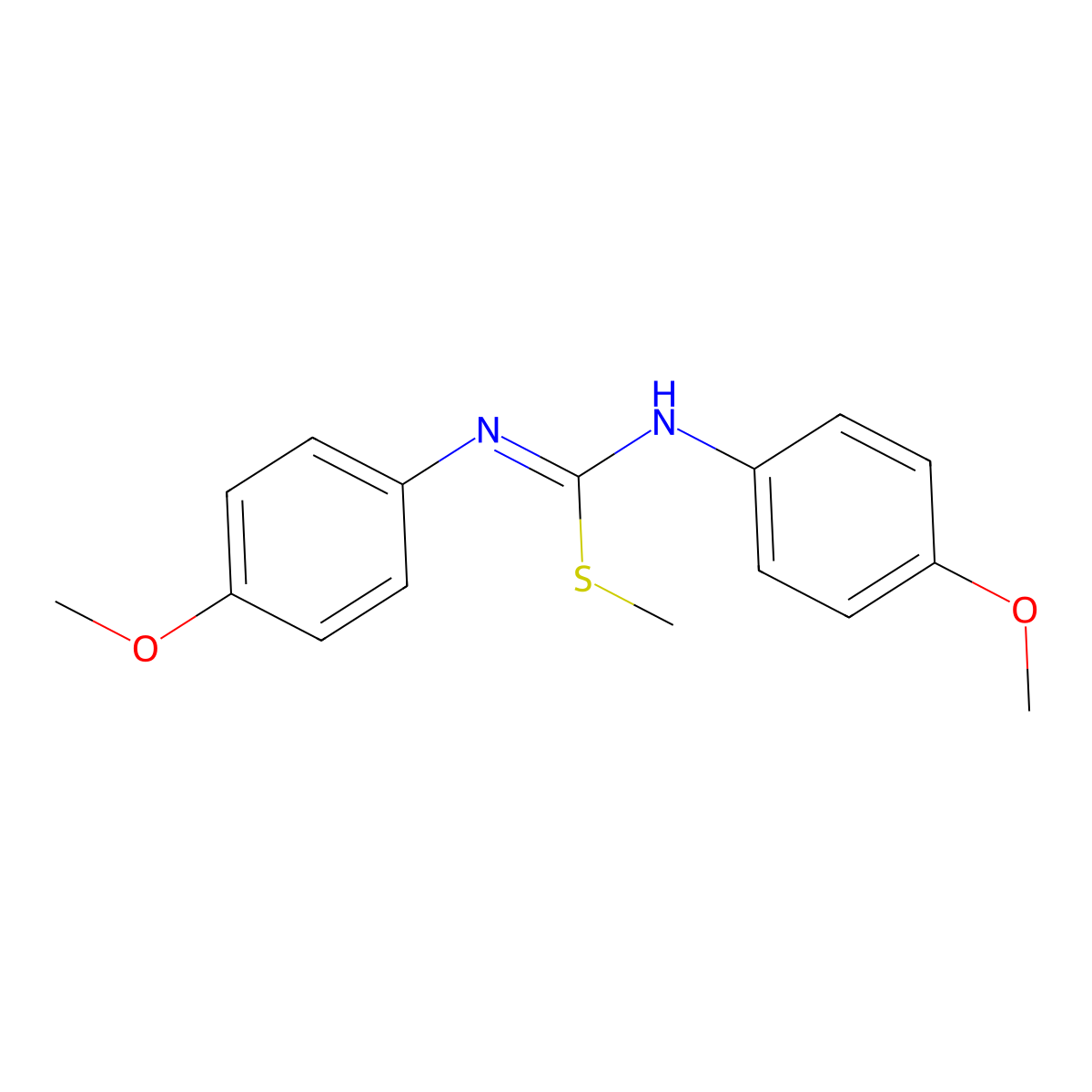 n,n'-Bis(4-methoxyphenyl)(methylsulfanyl)methanimidamide molecular structure, CAS 73318-39-5