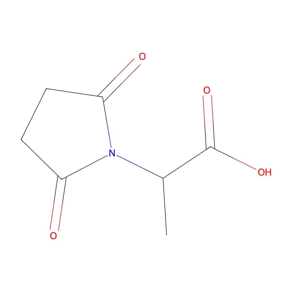 2-(2,5-Dioxopyrrolidin-1-yl)propanoic acid molecular structure, CAS 73323-90-7