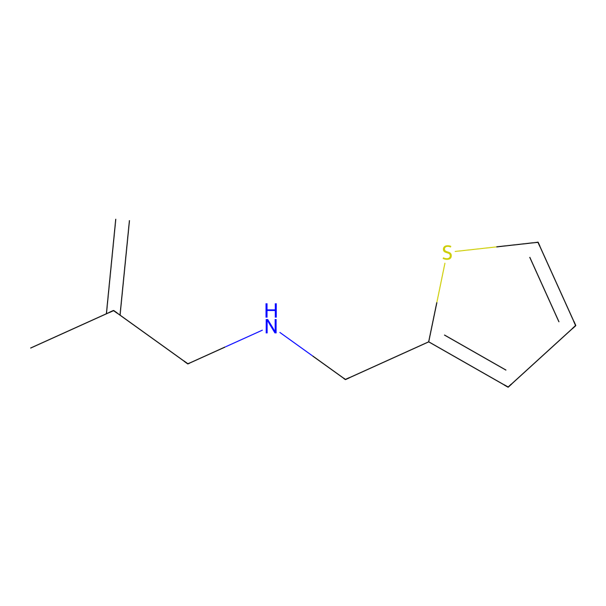 2-methyl-N-(thiophen-2-ylmethyl)prop-2-en-1-amine molecular structure, CAS 73325-76-5