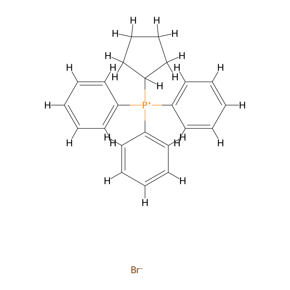 Cyclopentyltriphenylphosphonium bromide molecular structure, CAS 7333-52-0