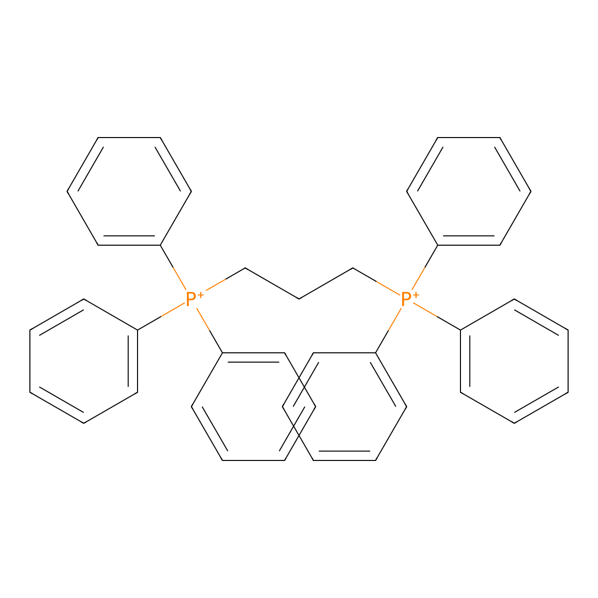 Triphenyl(3-triphenylphosphaniumylpropyl)phosphanium molecular structure, CAS 7333-67-7