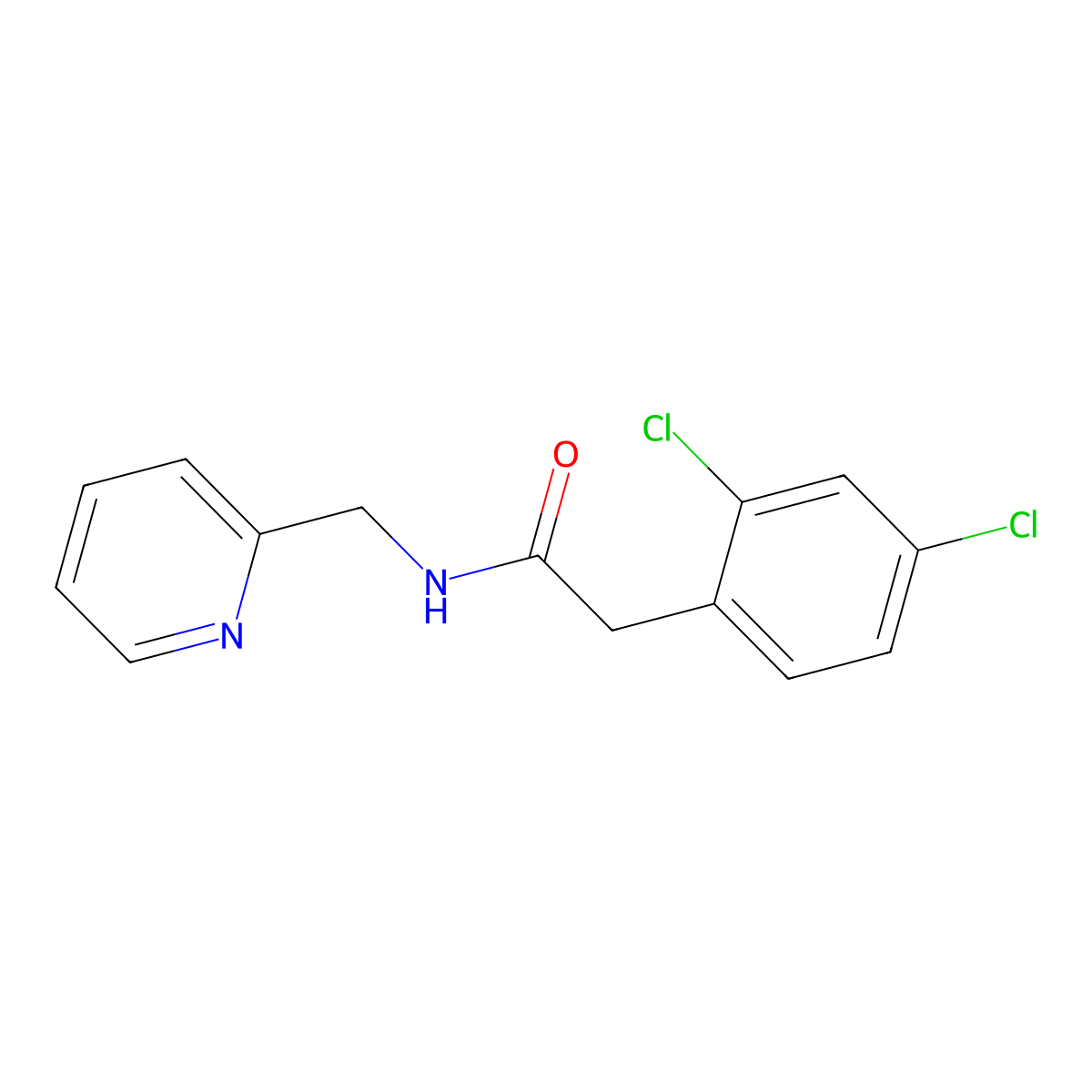 2-(2,4-dichlorophenyl)-N-(pyridin-2-ylmethyl)acetamide molecular structure, CAS 73332-51-1
