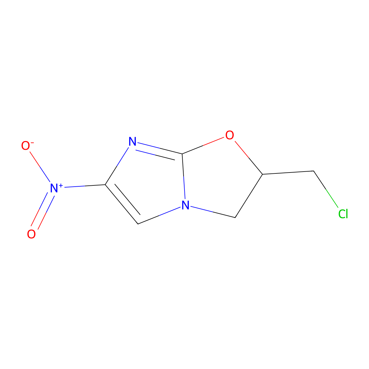 Imidazo(2,1-b)oxazole, 2-(chloromethyl)-2,3-dihydro-6-nitro- molecular structure, CAS 73332-76-0