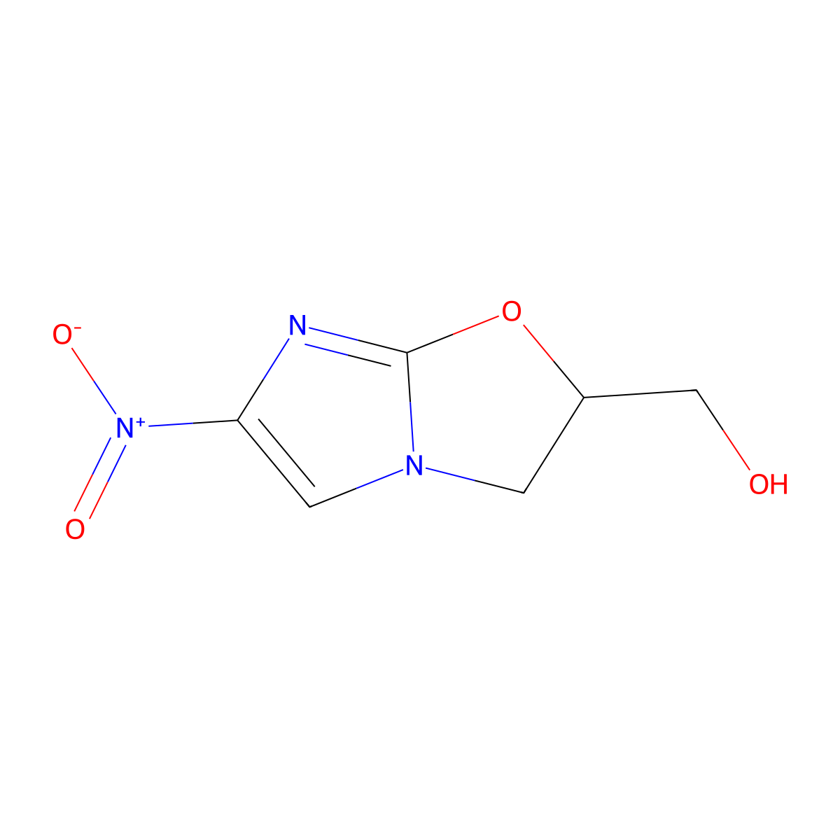 (6-Nitro-2,3-dihydroimidazo[2,1-b]oxazol-2-yl)methanol molecular structure, CAS 73332-78-2