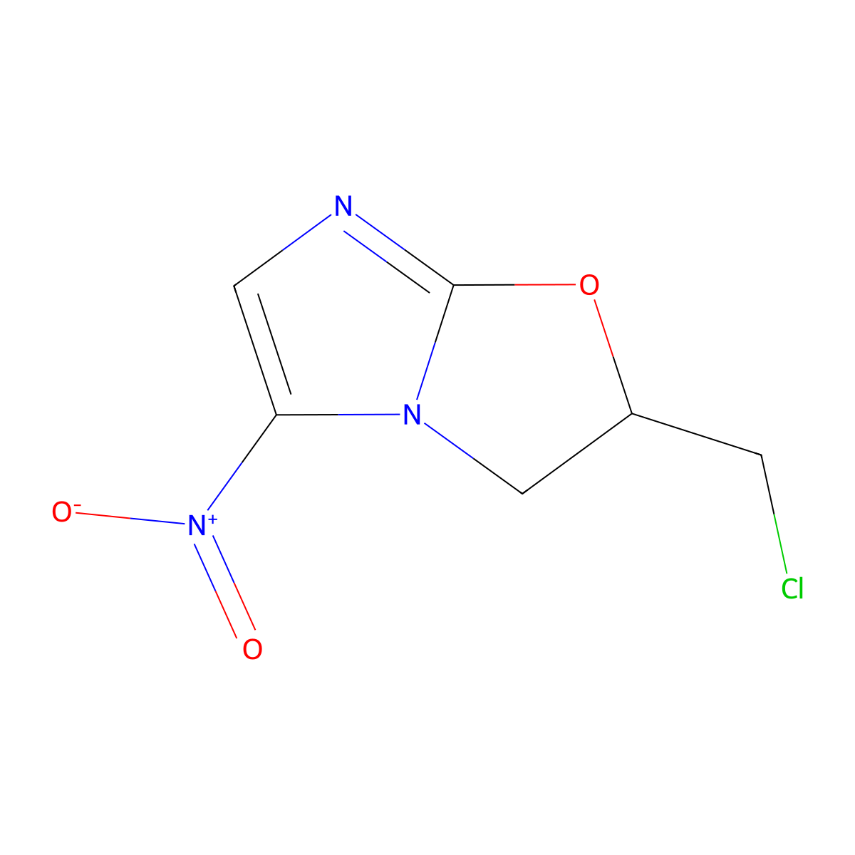 Imidazo(2,1-b)oxazole, 2-(chloromethyl)-2,3-dihydro-5-nitro- molecular structure, CAS 73332-80-6