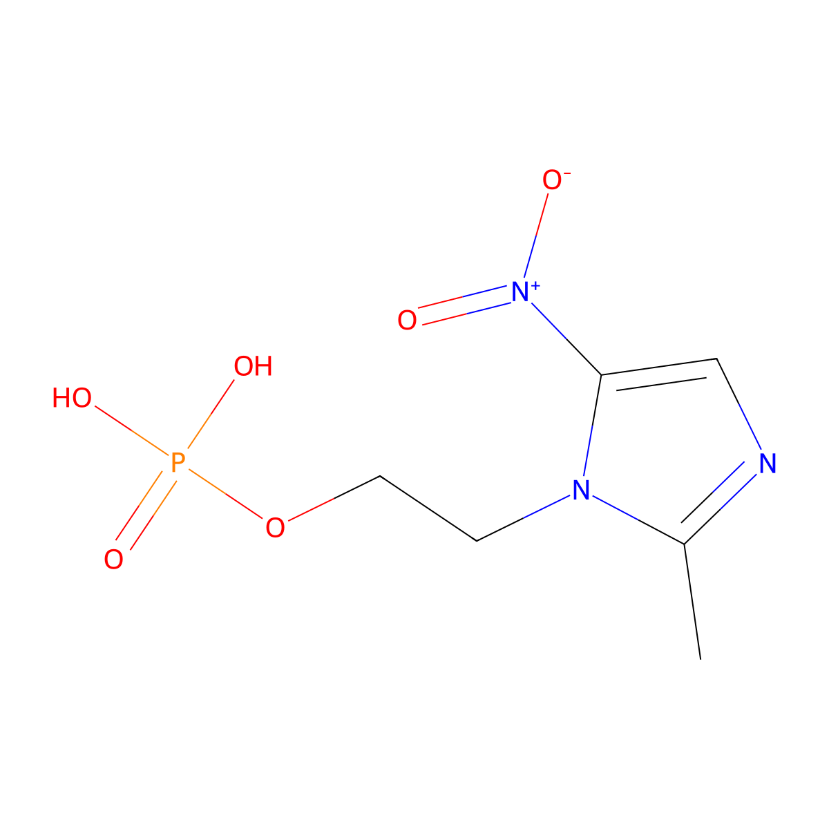 Metronidazole Phosphate molecular structure, CAS 73334-05-1