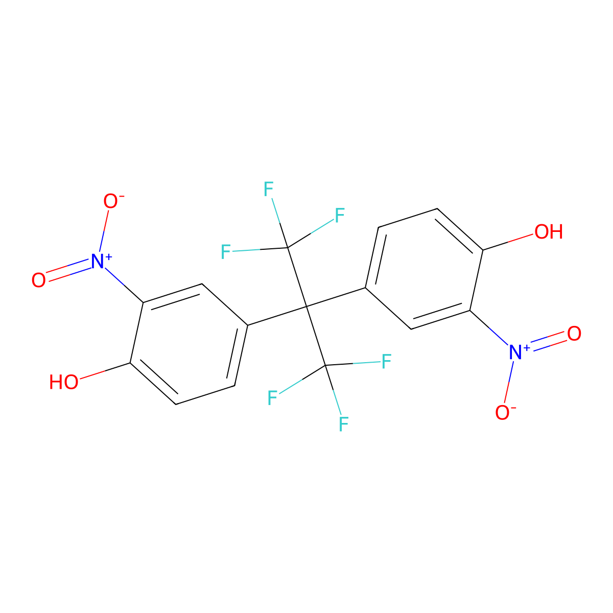 2,2-Bis(3-nitro-4-hydroxyphenyl)hexafluoropropane molecular structure, CAS 73340-33-7