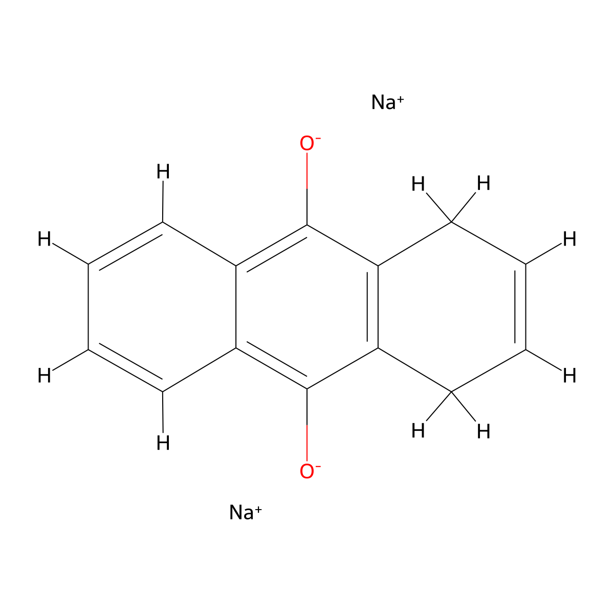 Disodium 1,4-dihydro-9,10-anthracenediol molecular structure, CAS 73347-80-5
