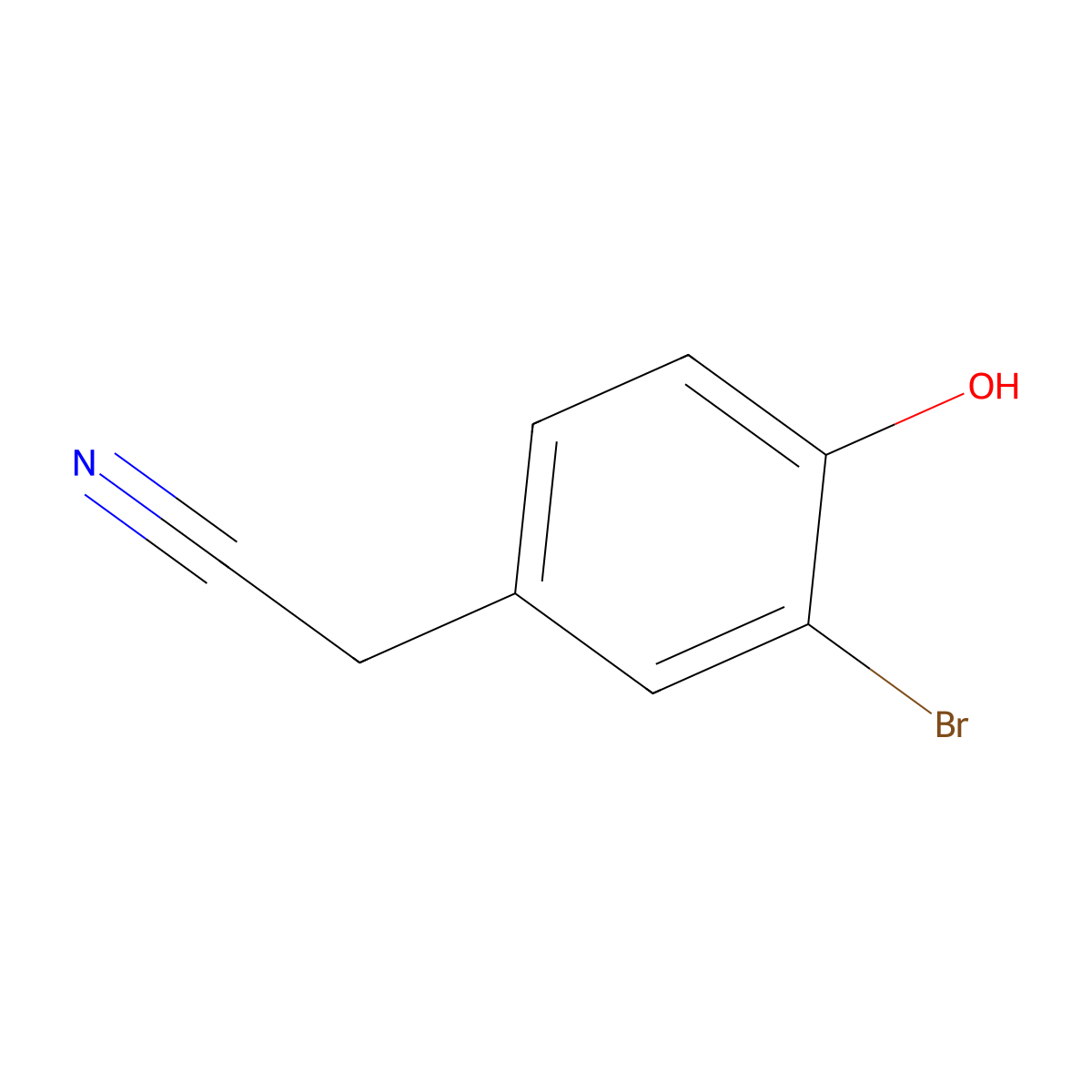 3-Bromo-4-hydroxyphenylacetonitrile molecular structure, CAS 73348-21-7