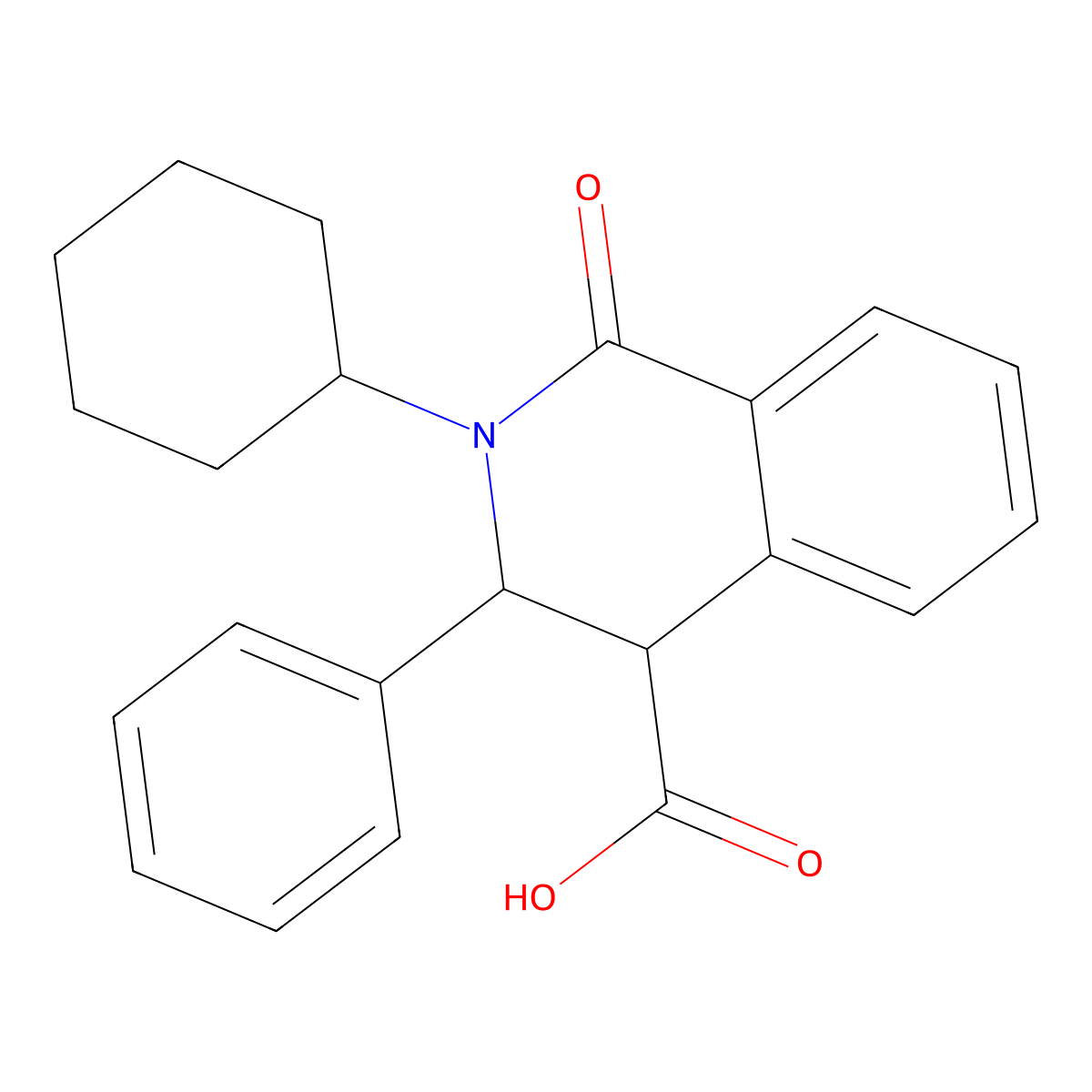 2-Cyclohexyl-1-oxo-3-phenyl-1,2,3,4-tetrahydroisoquinoline-4-carboxylic acid molecular structure, CAS 73349-37-8