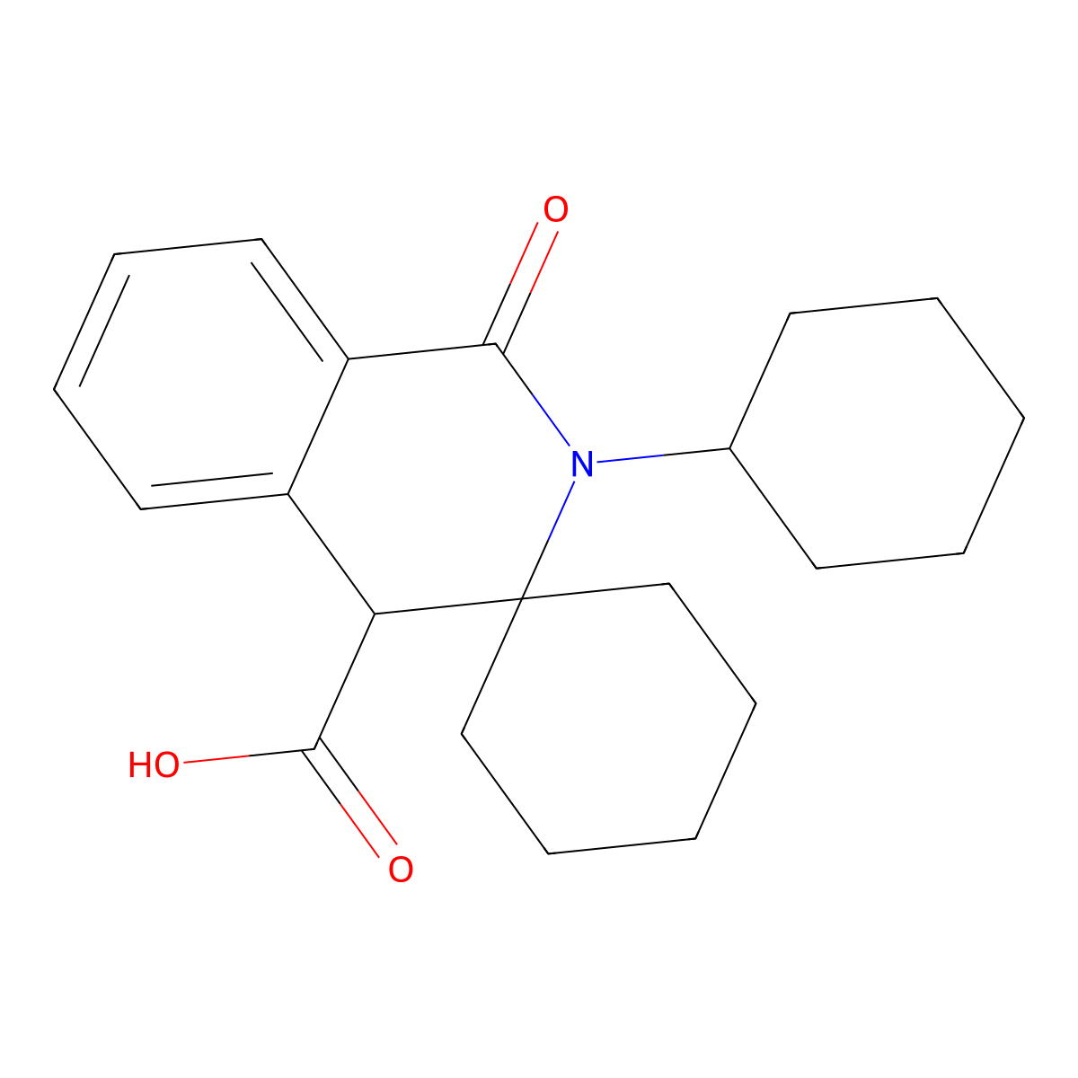 2'-cyclohexyl-1'-oxo-1',4'-dihydro-2'H-spiro[cyclohexane-1,3'-isoquinoline]-4'-carboxylic acid molecular structure, CAS 73349-44-7