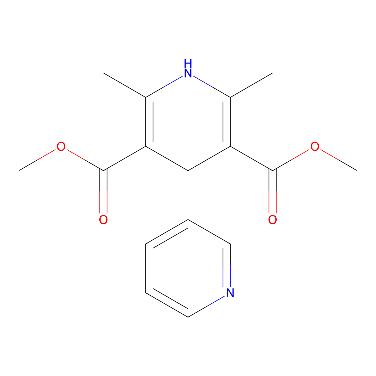 Dimethyl 2,6-dimethyl-4-pyridin-3-yl-1,4-dihydropyridine-3,5-dicarboxylate molecular structure, CAS 73349-75-4