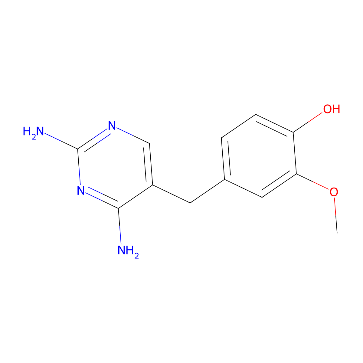 4-[(2,4-Diaminopyrimidin-5-yl)methyl]-2-methoxyphenol molecular structure, CAS 73356-40-8