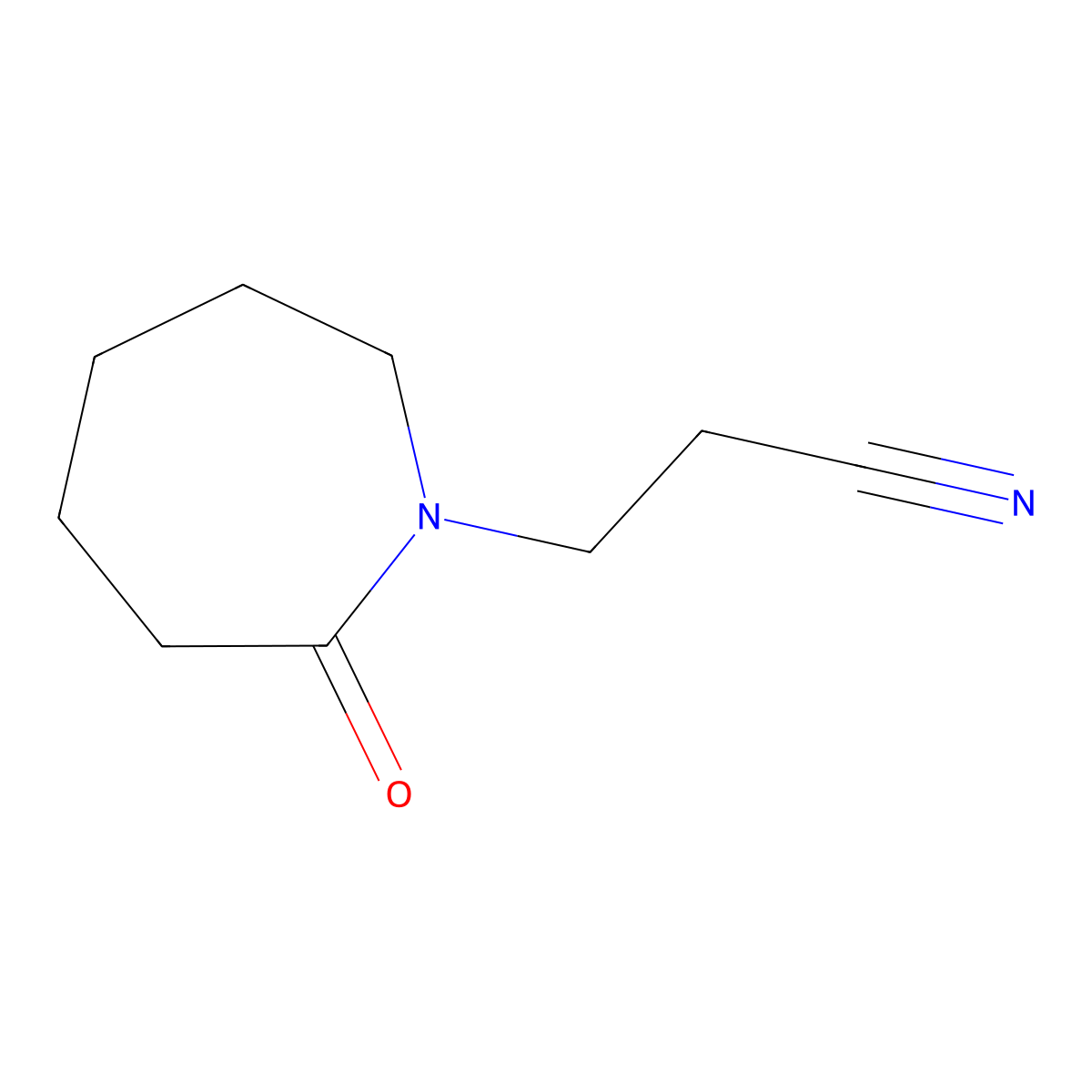 1H-Azepine-1-propanenitrile, hexahydro-2-oxo- molecular structure, CAS 7336-15-4