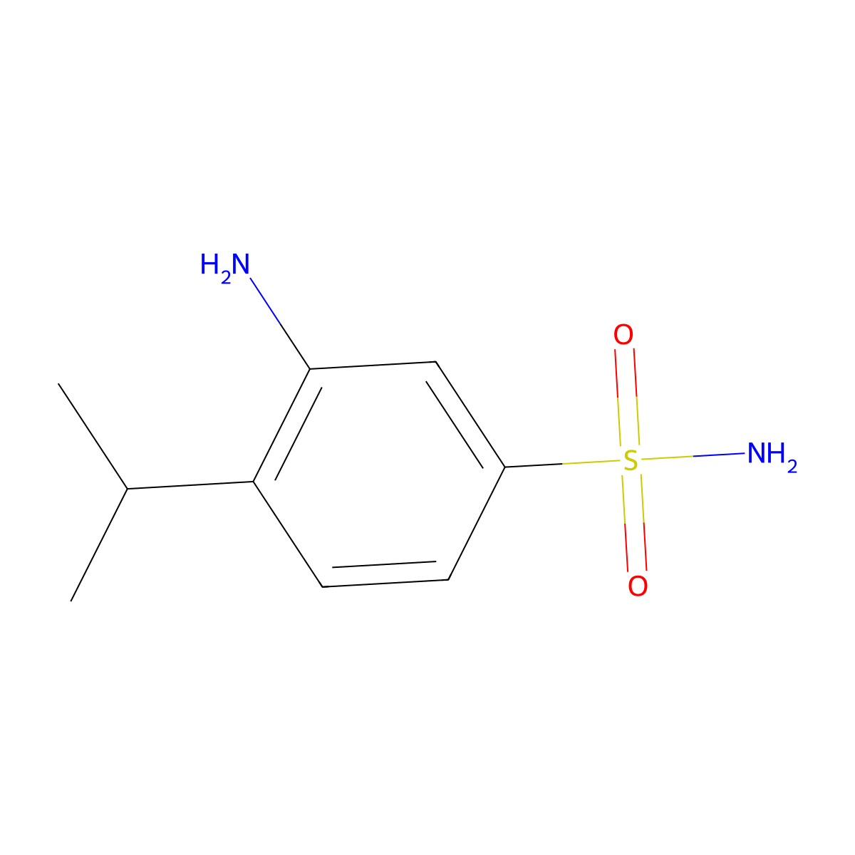 3-Amino-4-(propan-2-yl)benzene-1-sulfonamide molecular structure, CAS 733706-35-9