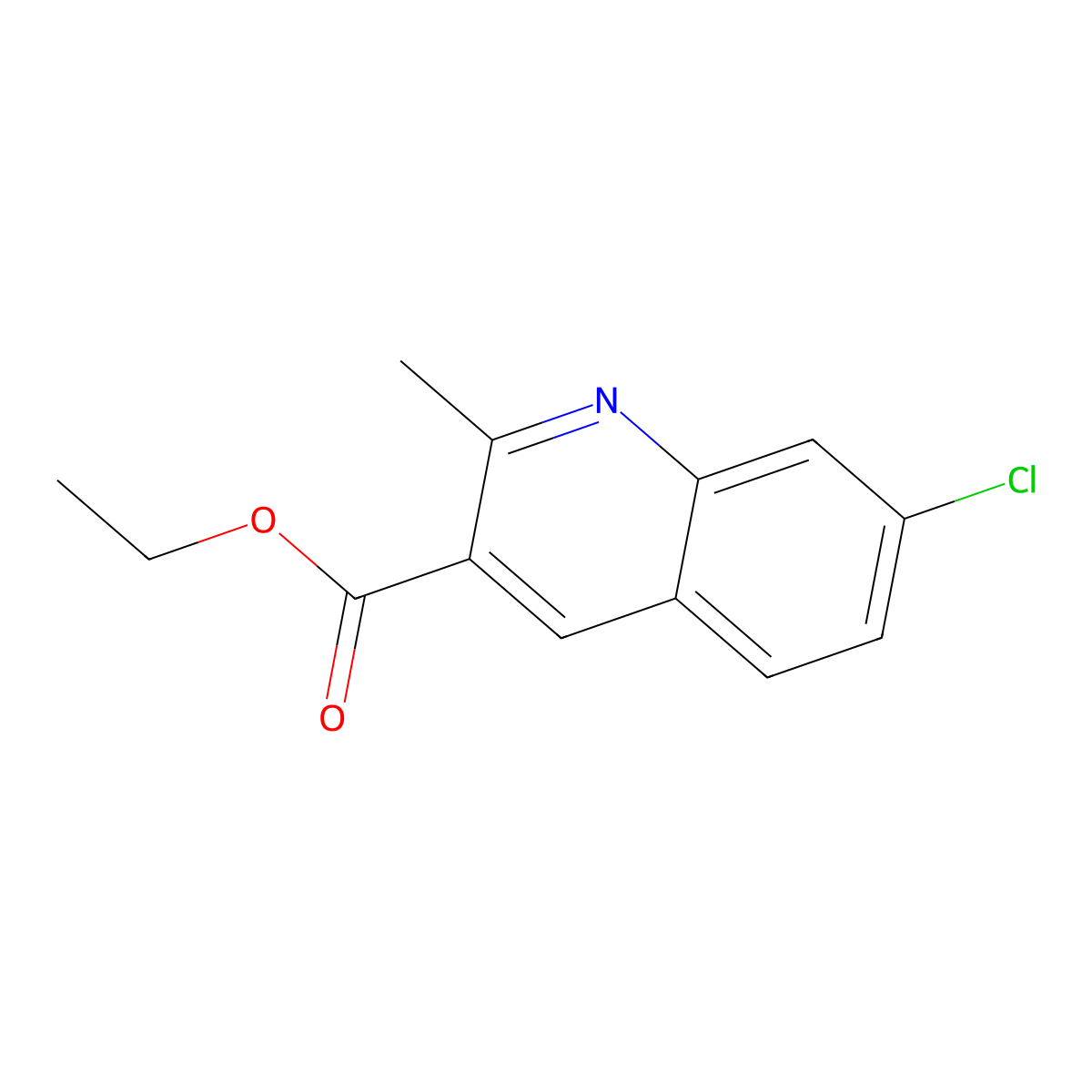 Ethyl 7-chloro-2-methylquinoline-3-carboxylate molecular structure, CAS 733719-74-9