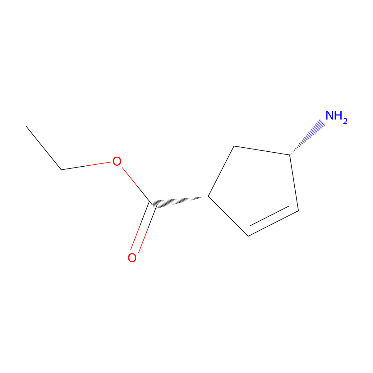 ethyl (1R,4S)-4-aminocyclopent-2-ene-1-carboxylate molecular structure, CAS 733727-05-4