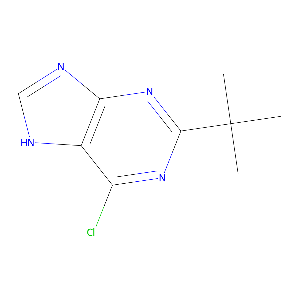 2-Tert-butyl-6-chloro-9H-purine molecular structure, CAS 733736-31-7
