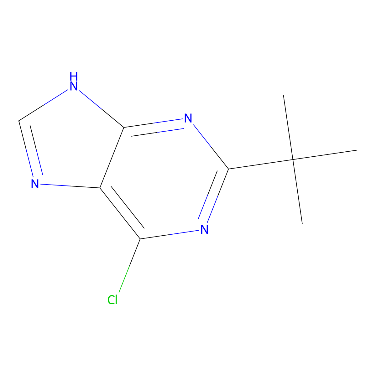 2-Tert-butyl-6-chloro-9H-purine molecular structure, CAS 733736-31-7