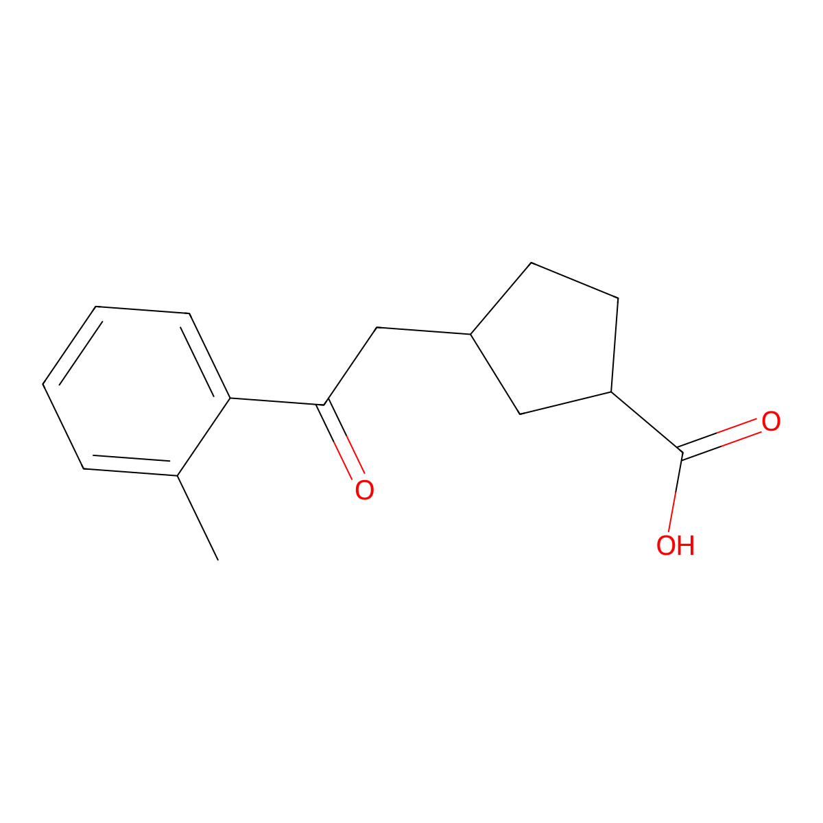 cis-3-[2-(2-Methylphenyl)-2-oxoethyl]-cyclopentane-1-carboxylic acid molecular structure, CAS 733740-24-4