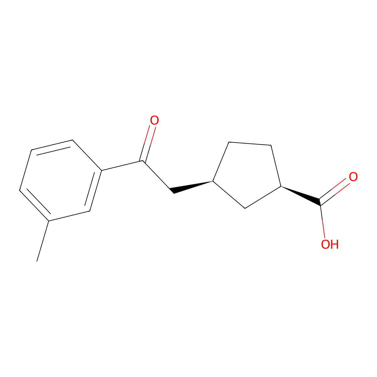 cis-3-[2-(3-Methylphenyl)-2-oxoethyl]cyclopentane-1-carboxylic acid molecular structure, CAS 733740-25-5